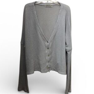 Urban Outfitters Small Light Gray Oversized Thermal Sweater Long Sleeve Top